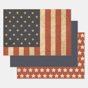 Aged USA Flag Army Boot Camp Soldier Wrapping Paper Sheet