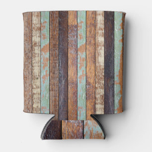 Aged Vertical Wooden Background Texture Can Cooler