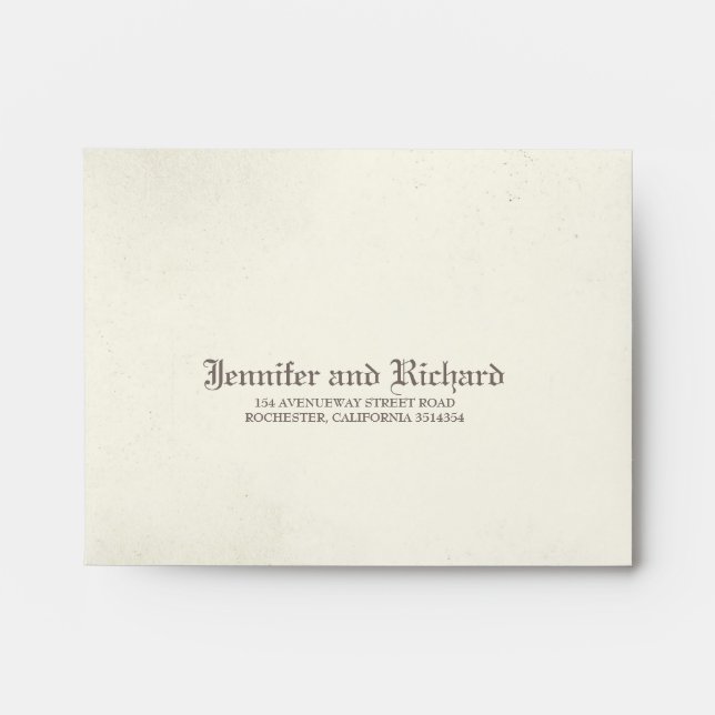 Aged Vintage Gothic Wedding RSVP Envelopes (Front)