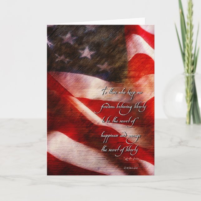 Aged vintage style American FLag Patriotic Card (Front)