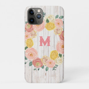 Aged Wood Monogram Rose & Eucalyptus Wreath Case-Mate iPhone Case