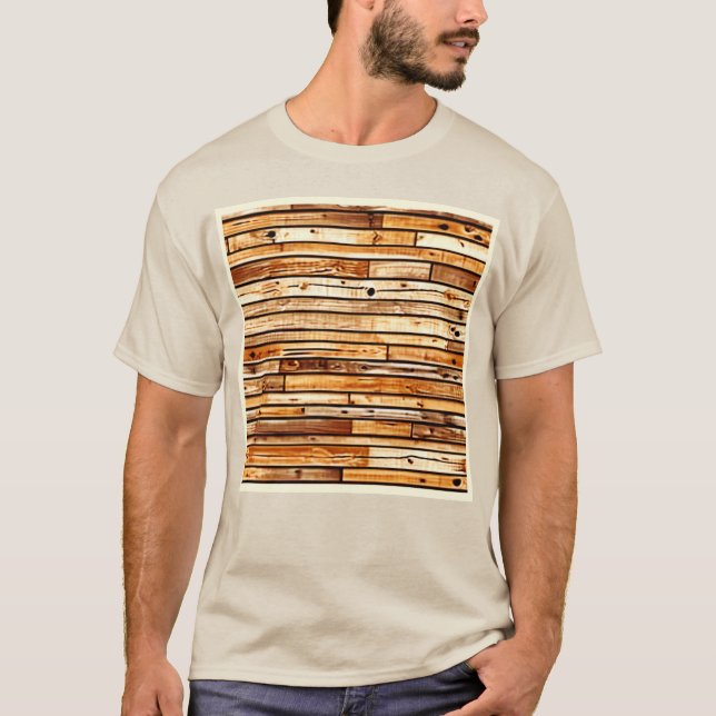 Aged Wood Texture Design T-Shirt (Front)