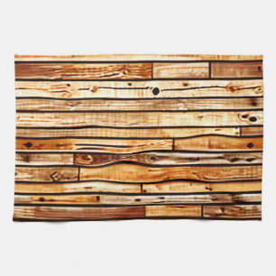 Aged Wood Texture Design Tea Towel