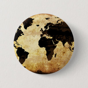 aged-world-map 6 cm round badge
