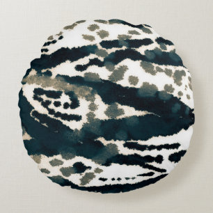 Aged Zebra Print. Grey Zebra Rough Print. Grey Zeb Round Cushion