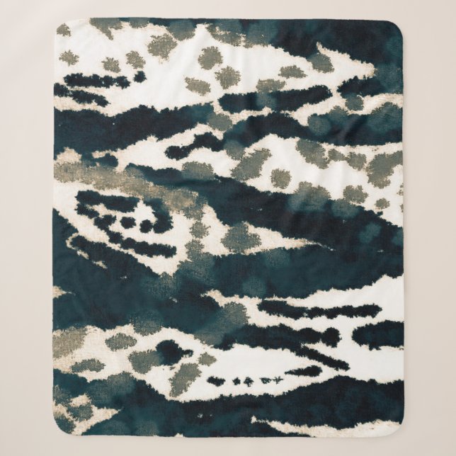 Aged Zebra Print. Grey Zebra Rough Print. Grey Zeb Sherpa Blanket (Front)