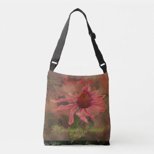 Ageing Beauty, A Coneflower in Suspended Twilight Crossbody Bag
