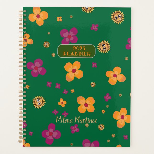 Agenda Planner Flowers Green 2025 (Front)
