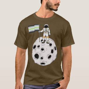 Agender Astronaut On Moon Agender Flag T-Shirt