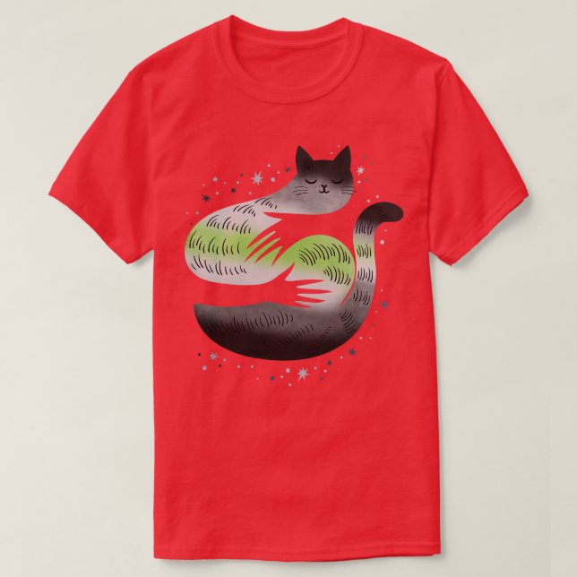 Agender Cat Hug LGBT Pride Flag T-Shirt (Design Front)