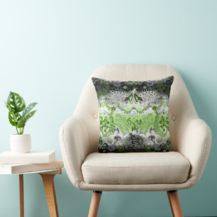 Agender dragon damask - Agender pride flag colours Cushion
