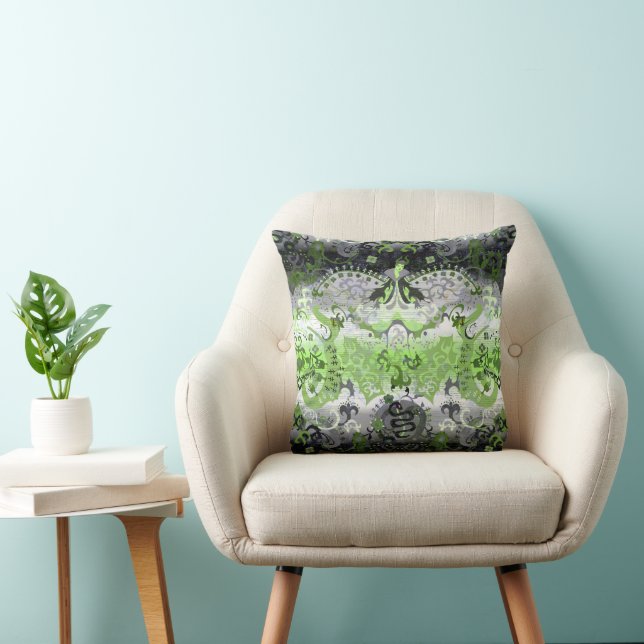 Agender dragon damask - Agender pride flag colours Cushion (Chair)