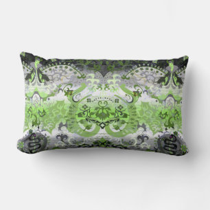 Agender Dragon Damask - Agender Pride Flag Colours Lumbar Cushion