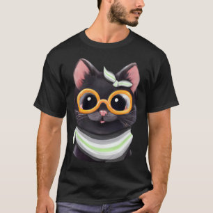 Agender Flag Colours a Cute Cat for Agender Commun T-Shirt
