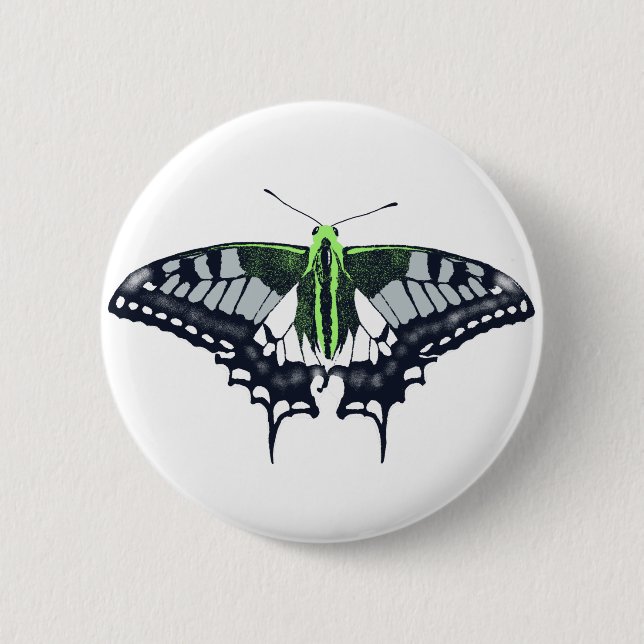 Agender Flag Swallowtail Butterfly 6 Cm Round Badge (Front)