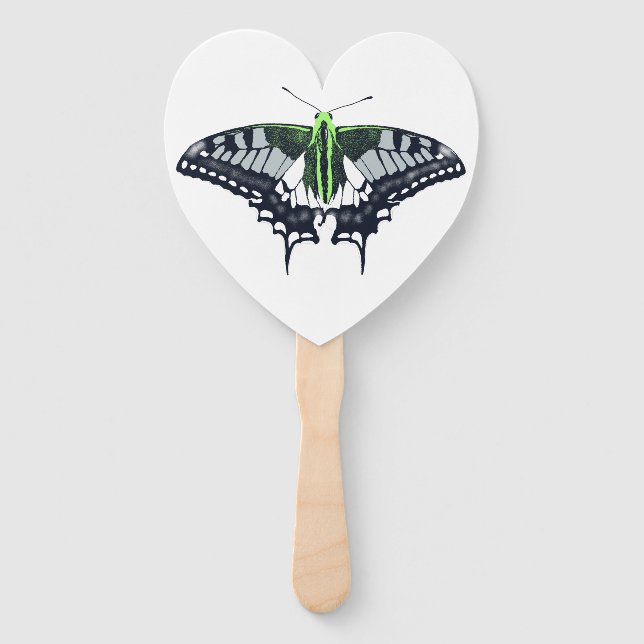 Agender Flag Swallowtail Butterfly Hand Fan (Front)