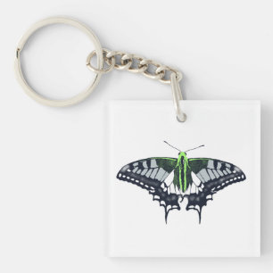 Agender Flag Swallowtail Butterfly Key Ring