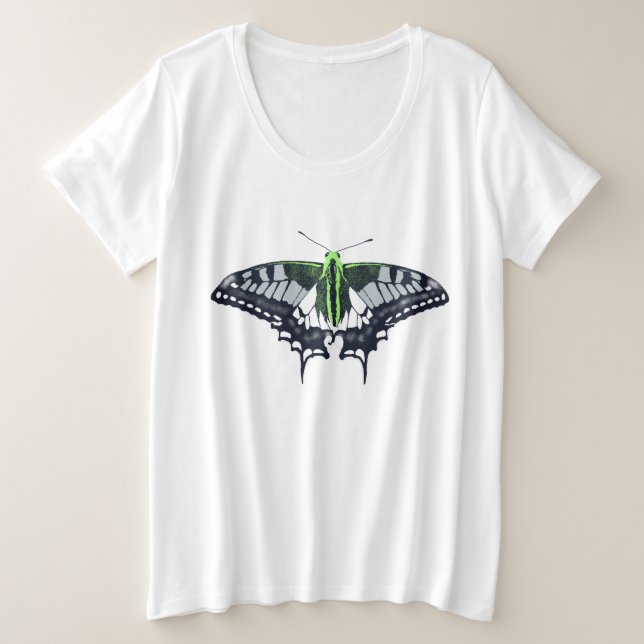 Agender Flag Swallowtail Butterfly Plus Size T-Shirt (Design Front)