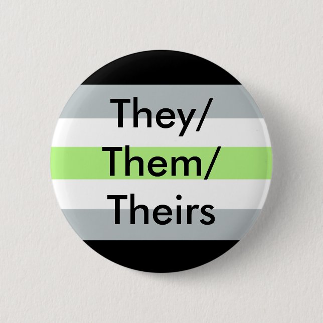 Agender Flag They/Them/Theirs Button (Front)