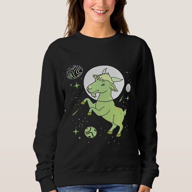 Agender Goat In Space Agender Pride Sweatshirt (Front)