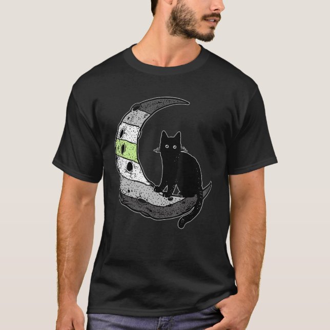 Agender Moon Space Cat Pride Flag Lgbt Subtle Tran T-Shirt (Front)