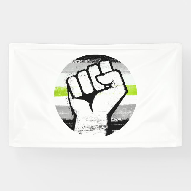 Agender Pride Fist Circle Print Banner (Horizontal)