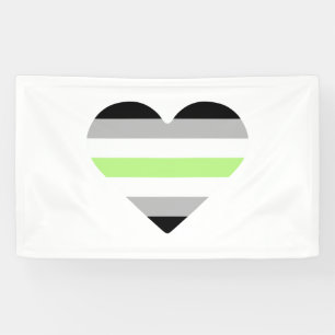 Agender Pride Flag Heart Banner