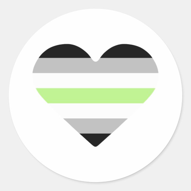 Agender Pride Flag Heart Classic Round Sticker (Front)