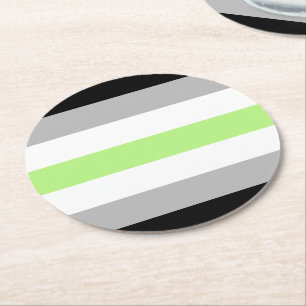 Agender Pride Flag Round Paper Coaster
