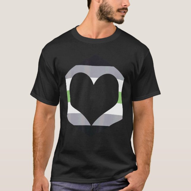 Agender Pride Heart Shape Flag T-Shirt (Front)