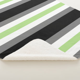 Agender Pride, LGBTQ Pride, Black Grey and Green Sherpa Blanket
