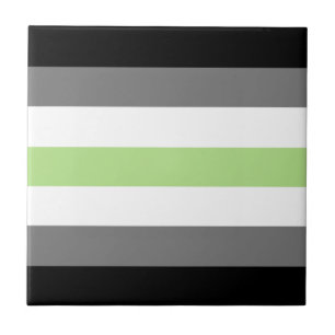 Agender Pride, LGBTQ Pride, Black Grey and Green Tile