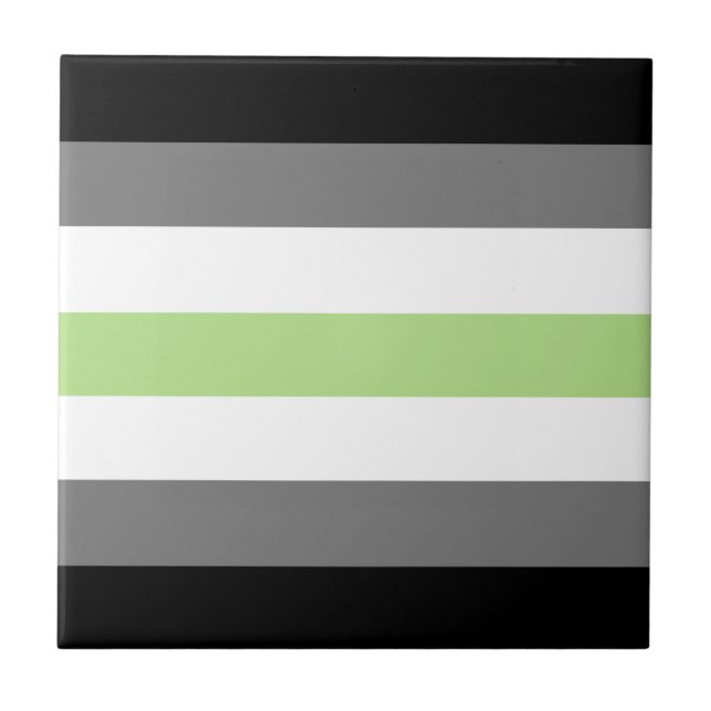 Agender Pride, LGBTQ Pride, Black Grey and Green Tile (Front)