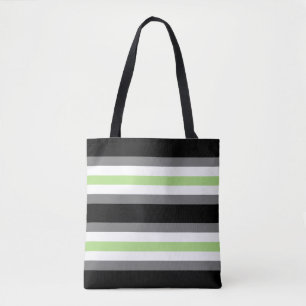 Agender Pride, LGBTQ Pride, Black Grey and Green Tote Bag