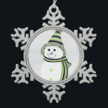 Agender Pride Snowman Snowperson Green Grey White  Snowflake Pewter Christmas Ornament<br><div class="desc">Celebrate the cosy winter season with this adorable snowperson dressed in the agender pride flag colours of black, grey, light green, and white. Regardless of how you celebrate — Christmas, Hanukkah, Kwaanza, winter solstice, or just the beauty of the snow — may this sweet smile remind you to embrace the...</div>