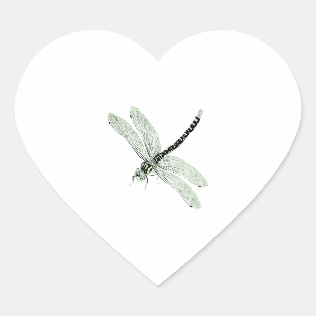 Agender Pride Vintage Dragonfly Art Heart Sticker (Front)