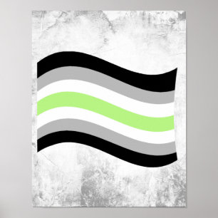 Agender Pride Wavy Flag Poster