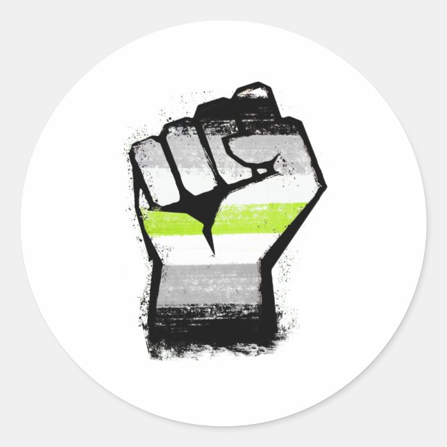 Agender Protest Fist Classic Round Sticker (Front)