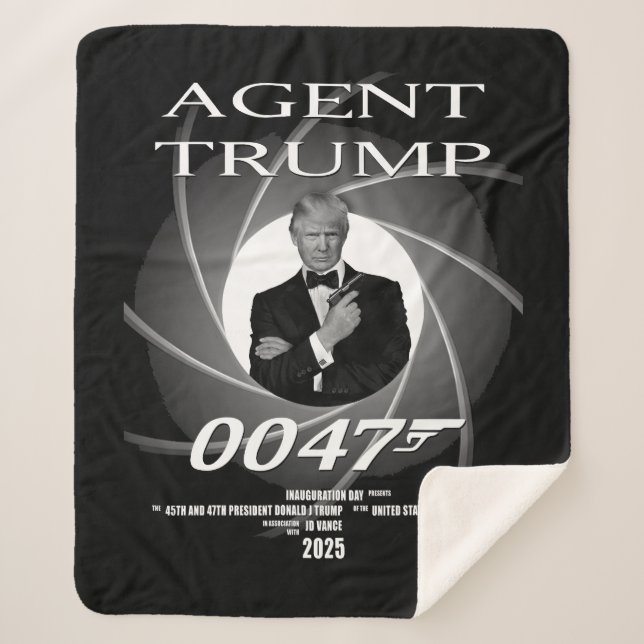 Agent President Donald Trump Inauguration Day 47 Sherpa Blanket (Front)