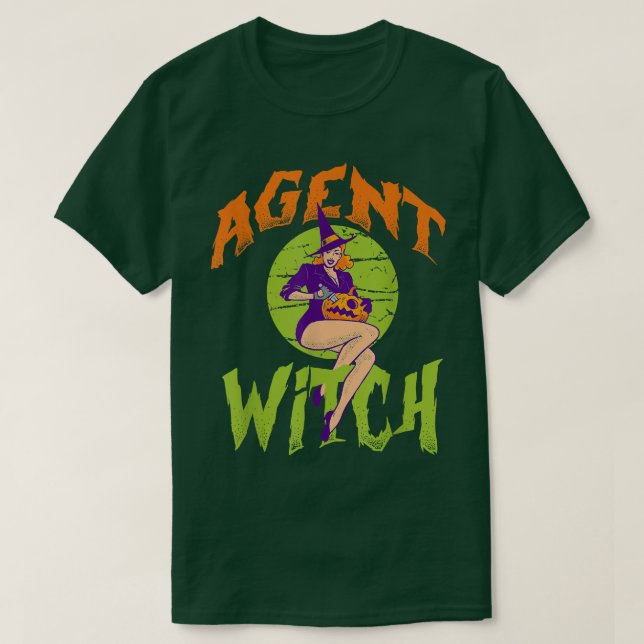 Agent Witch - Funny Agent Halloween  T-Shirt (Design Front)