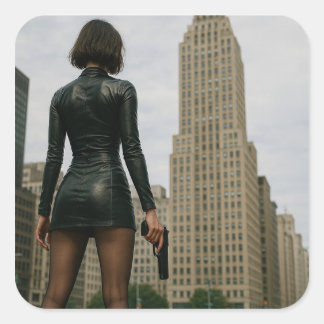 Agentin Black Poster Square Sticker