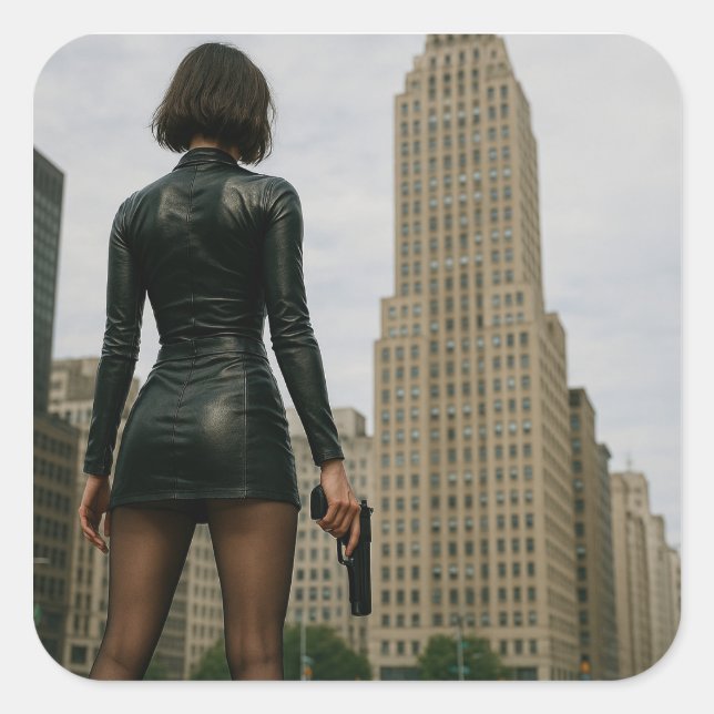 Agentin Black Poster Square Sticker (Front)