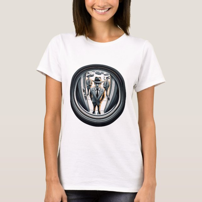 Agents in Grey at the Door | Fisheye T-Shirt (Front)