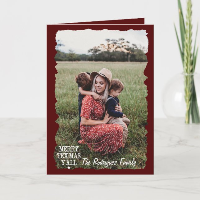 Aggie Maroon Merry Tex-Mas Y'all Photo Christmas Card (Front)