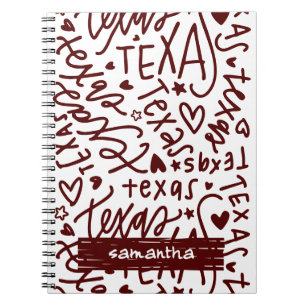 Aggie Maroon Texas Doodle Pattern Notebook