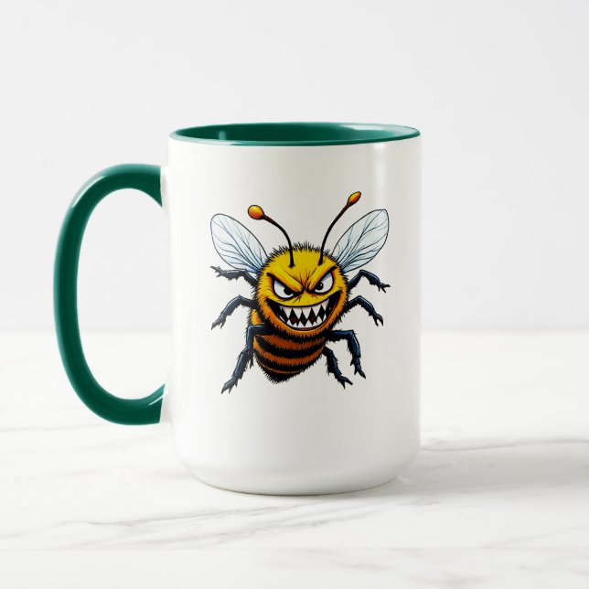 Aggressive Bee Cartoon Art Mug (Left)