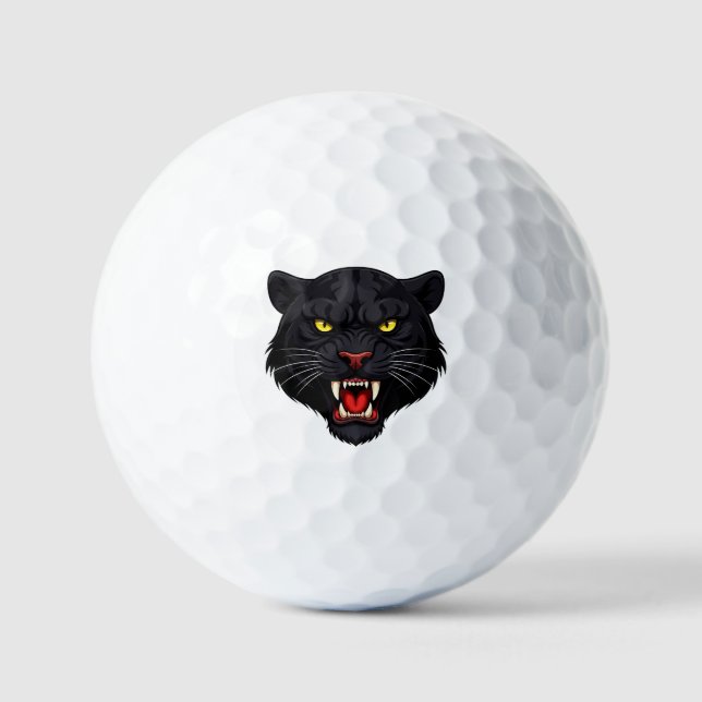 Aggressive Black Panther With Red Eyes Golf Balls (Front)