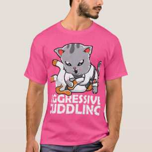 Aggressive Cuddling Cat Bjj Mma 	 Black Small Regu T-Shirt