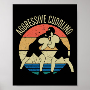 Aggressive Cuddling Wrestling Retro Vintage Wrestl Poster