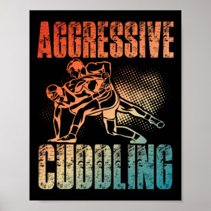 Aggressive Cuddling Wrestling Retro Vintage Wrestl Poster